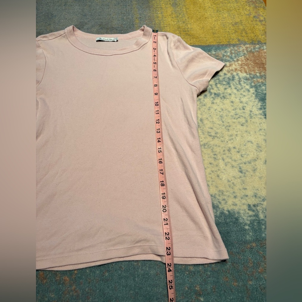 Michael Stars Fallon Shine Tee, Pink Fitted Short Sleeve Tee - Picture 7 of 8